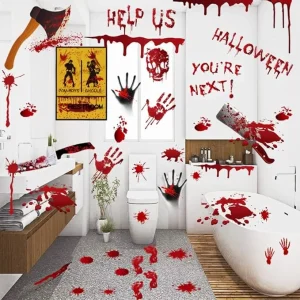 84 Pcs Halloween Decorations Handprint Footprint Stickers