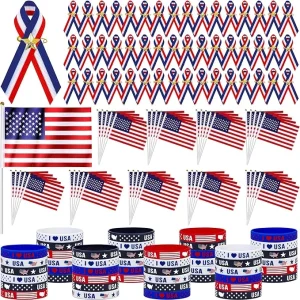 Durony 144 Pieces Veterans Day Ribbon Pins