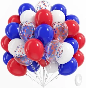 60 Pcs Red White and Blue Balloons