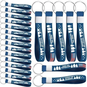 100 Pcs Veterans Day Gift Silicone Keychain Gifts Set