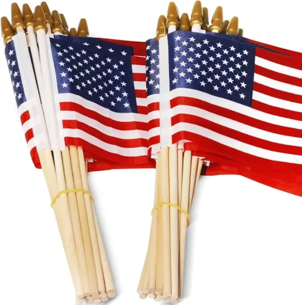 Anley Lot of 50 - Us National 4x6 in Wooden Stick Flag - Image 4