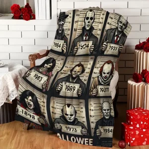 1pcs Spooky Horror Mugshot Blanket