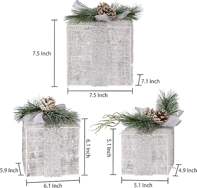 Hourleey Set of 3 Christmas Lighted Gift Boxes - Image 3