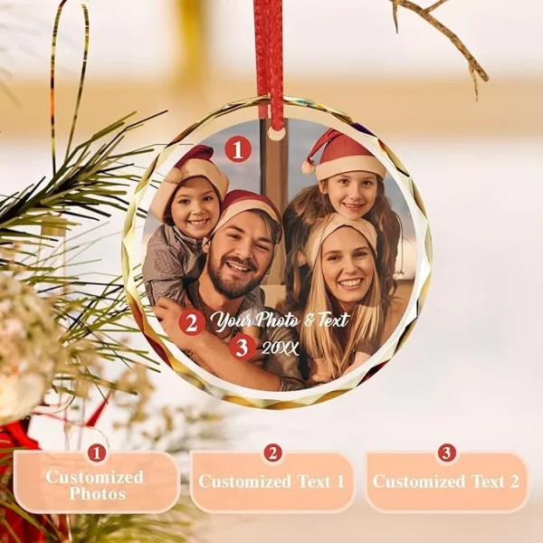 Bemaystar Personalized Crystal Christmas Ornaments with Photo - Image 6