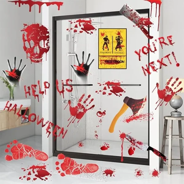 84 Pcs Halloween Decorations Handprint Footprint Stickers - Image 7