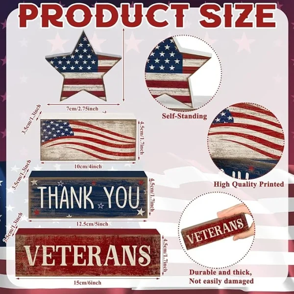 4 Pcs Veterans Day Decorations - Image 3