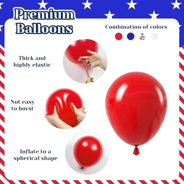 60 Pcs Red White and Blue Balloons - Image 5