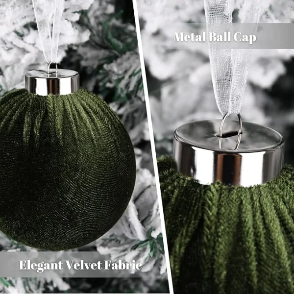 Christmas Tree Ornaments Velvet Balls - Image 3