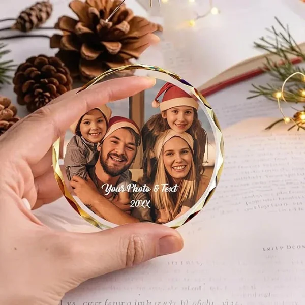 Bemaystar Personalized Crystal Christmas Ornaments with Photo - Image 5