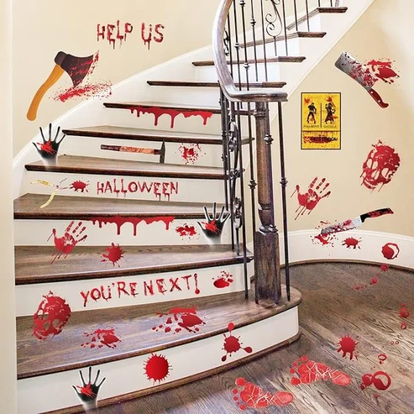 84 Pcs Halloween Decorations Handprint Footprint Stickers - Image 6