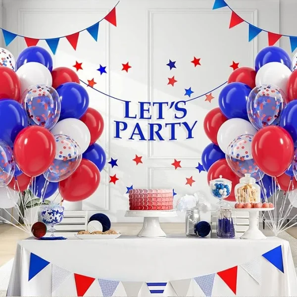 60 Pcs Red White and Blue Balloons - Image 7