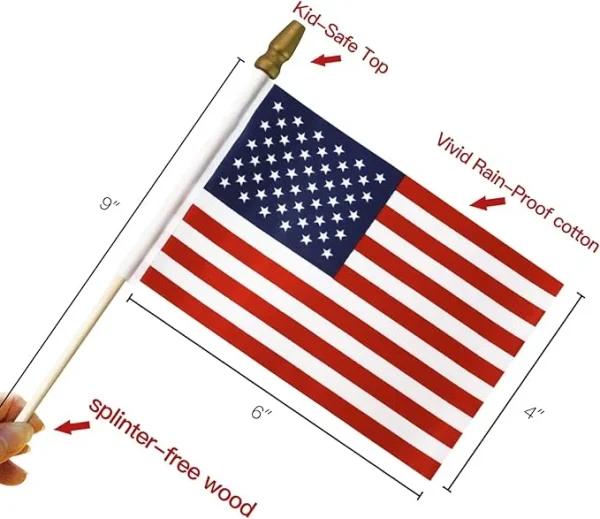 Anley Lot of 50 - Us National 4x6 in Wooden Stick Flag - Image 7