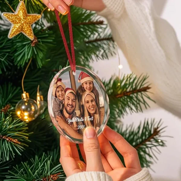 Bemaystar Personalized Crystal Christmas Ornaments with Photo - Image 4