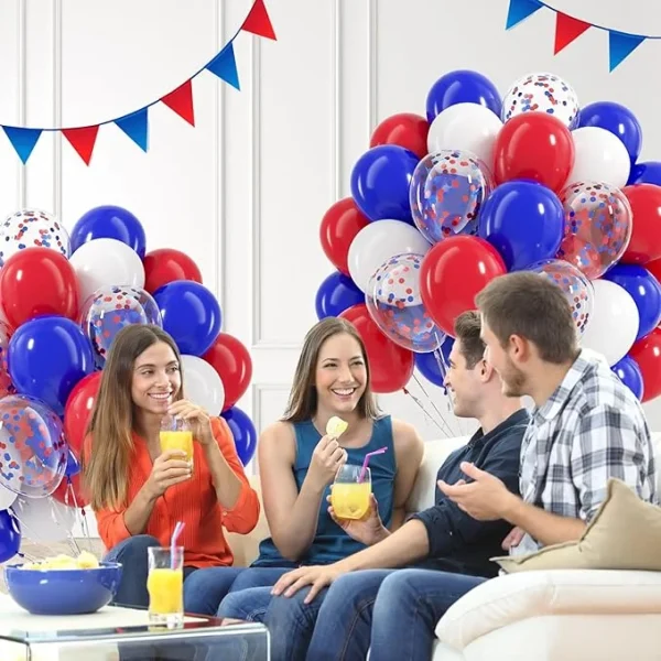 60 Pcs Red White and Blue Balloons - Image 6