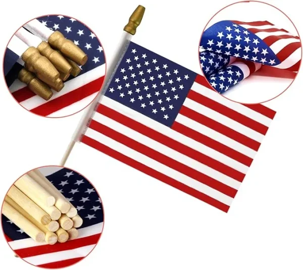 Anley Lot of 50 - Us National 4x6 in Wooden Stick Flag - Image 8