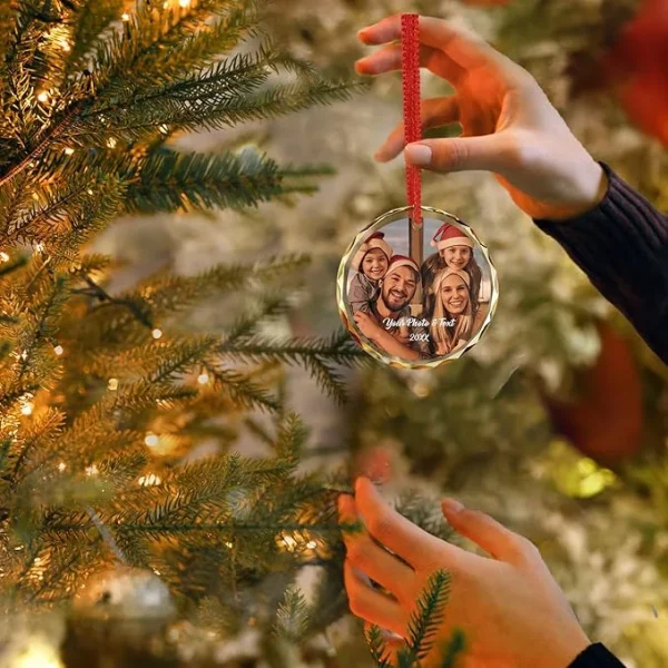 Bemaystar Personalized Crystal Christmas Ornaments with Photo - Image 3
