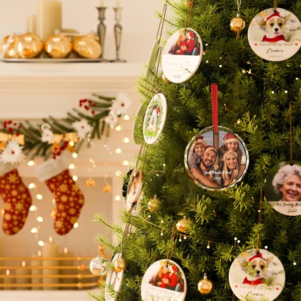 Bemaystar Personalized Crystal Christmas Ornaments with Photo - Image 2