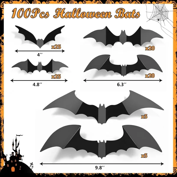 100 pcs Bats Halloween Decorations - Image 5