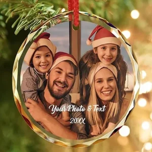 Bemaystar Personalized Crystal Christmas Ornaments with Photo