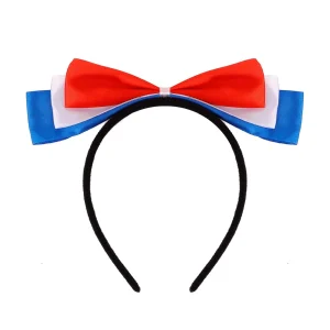 Jaciya Red White Blue Bow Headband for Women Girls
