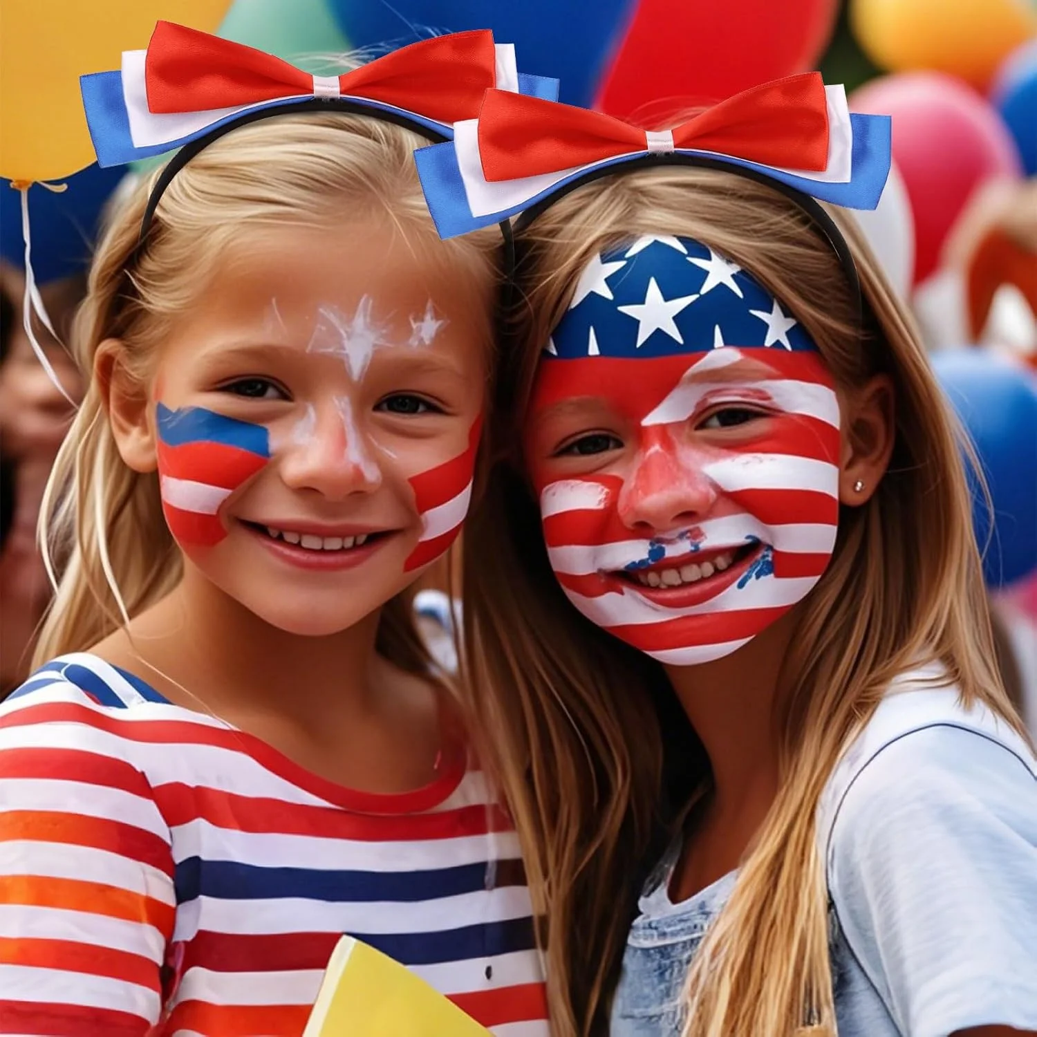 Jaciya Red White Blue Bow Headband for Women Girls - Image 5