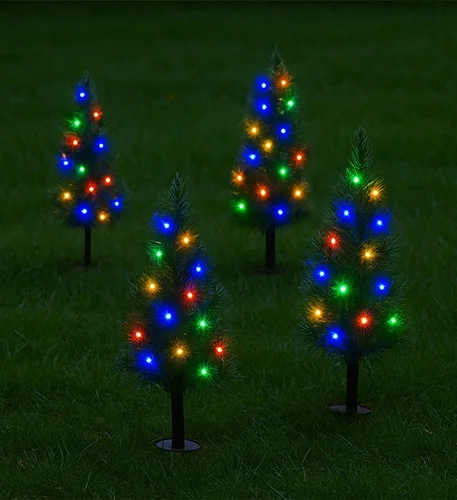 Outdoor solar-powered Christmas tree pathway lights. - Image 3