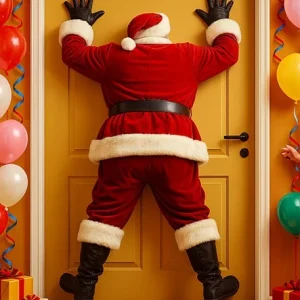 Stuck Santa Door Cover Decoration